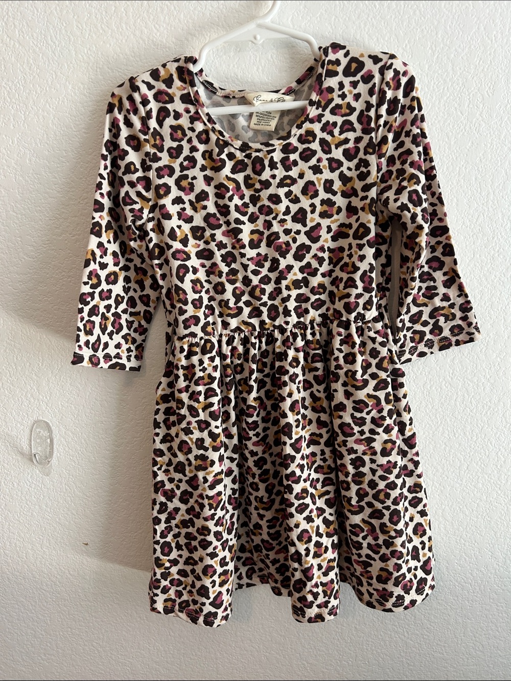 Girls' Long Sleeve Emma & Elsa Leopard Print Dress
